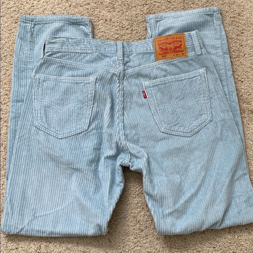 Levi’s Baby Blue Deep Corduroy 505s. 34 x32.